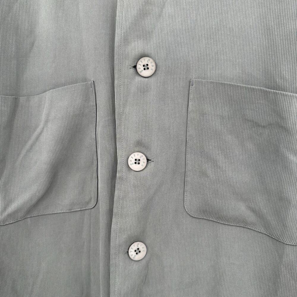 Bobby Chan Size M Button Up Long-Sleeved Overshirt Gray 100% Silk Inner Pocket - Picture 4 of 7